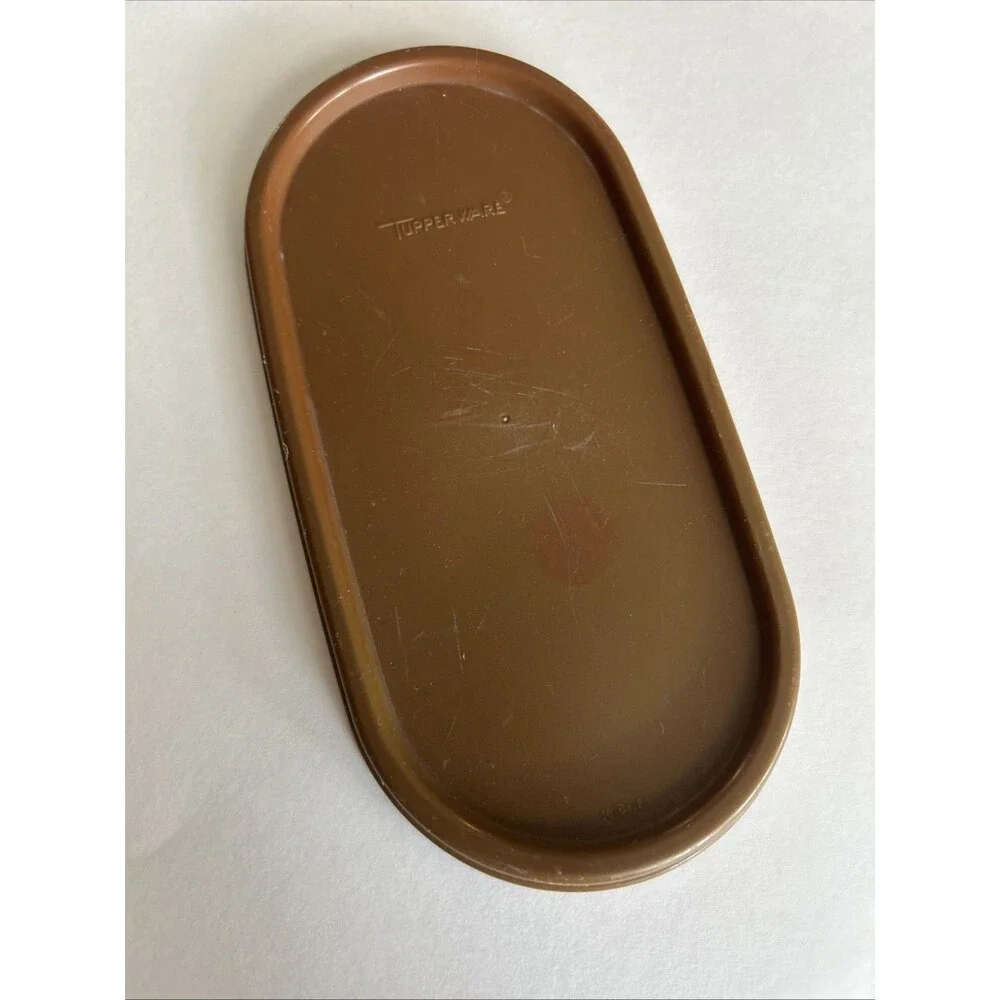 TUPPERWARE  MODULAR MATES OVAL STORAGE CONTAINER 1613-7 1/4 CUPS WITH BROWN LID!